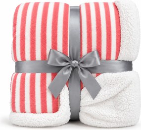 Baránková deka SIERRA, červeno-biela Rozmer: 150 x 200 cm