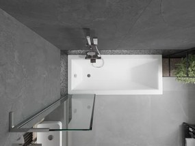 Mexen Next L, 1-krídlová vaňová zástena 50 x 150 cm, 6mm číre sklo-čierny vzor, chrómový profil, 895-050-000-03-70-01