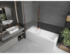 Mexen Next, vaňová zástena 1-krídlová 80 x 150 cm, fixné krídlo, 6 mm námraza sklo, ružové zlato profil, 895-080-000-00-30-60