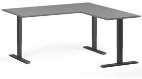 Výškovo nastaviteľný stôl, 160x160 cm, 3 motory, L/P, čierna podnož, grafit