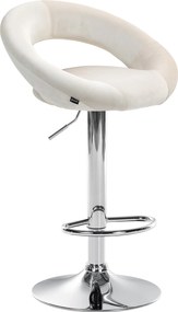 Barová stolička Olinda - zamat, chróm rám - krémová