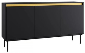 Komoda Gllane 3D, Farby: čierna / čierna + zlatá