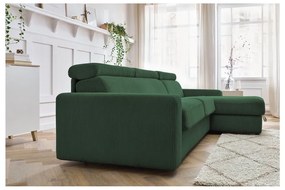 Tmavozelená menčestrová rozkladacia rohová pohovka (variabilná) Monaco – Bobochic Paris