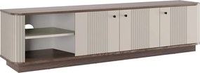TV skrinka Vespera 3D 187 cm na sokli - kašmírová / orech / čierna