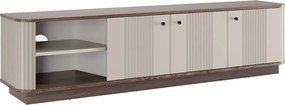 TV skrinka Vespera 3D 187 cm na sokli - kašmírová / orech / čierna
