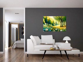 Obraz - Dedina v žlto-zelenej (90x60 cm)
