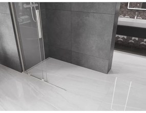 Mexen Velar L, posuvná sprchová zástena Walk-in 90 x 200 cm, 8mm číre sklo, brúsená oceľ, 871-090-003-03-97