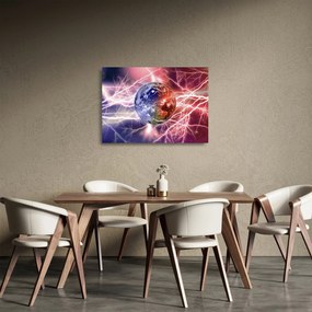 Sklenený obraz - Zemeguľa pod prúdom (70x50 cm)