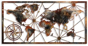 Nástěnná kovová dekorace World Map Large 3 vícebarevná