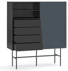Čierno-antracitová vysoká komoda s posuvnými dverami 120x140 cm Nube – Teulat