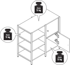 Komoda »GRADE« s otvorenými priehradkami a 2 dvierkami