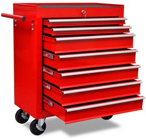Červený dielenský vozík na náradie so 7 zásuvkami 141955
