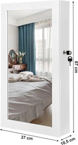 Skrinka na šperky, závesná zrkadlová skrinka, biela