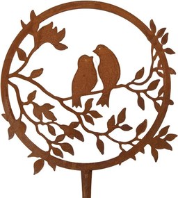 Rustikálny hrdzavý zápich s vtáčikmi Bird Rust - 32*1*60 cm