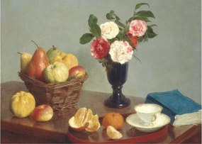 Sklenený obraz - Henri Fantin-Latour, Still  Life, reprodukcia (70x50 cm)