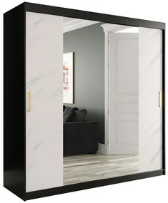 Skriňa Marmur T1 200 čierna/mramor biely