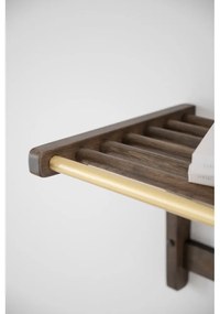 Tmavo hnedý nástenný vešiak z dubového dreva Inverness - Rowico