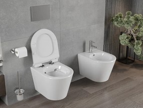 Mexen Rico závesné wc Rimless s toaletným sedátkom Slim z duroplastu, biela - 30720100