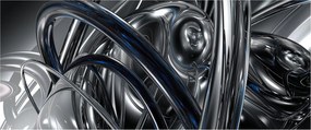 Obraz sivej abstrakcie s modrou (120x50 cm)