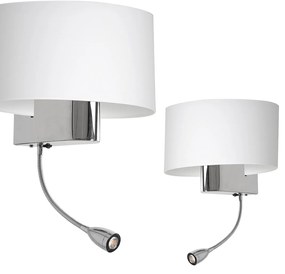 EUlight Nástenné svietidlo Casino, biele textilné tienidlo + 1xLED 1w, ch