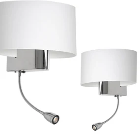 Nástenné svietidlo Casino, biele textilné tienidlo + 1xLED 1w, ch