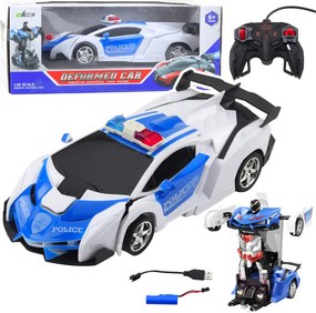 LEAN Toys Auto robot 2v1 policajné auto na diaľkové ovládanie RC 1:18