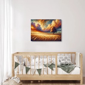 Sklenený obraz – Strom na poli (70x50 cm)