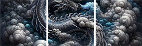 Obraz – Drak v dyme (s hodinami) (90x30 cm)