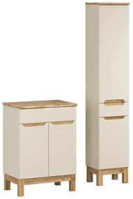 Kúpeľňová zostava Bali Nature s doskou a skrinkami 60 cm kašmírová/dub wotan