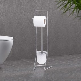 Stojan na toaletný papier a WC kefu OKY, biela/s chrómovými prvkami