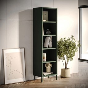 Knižnica do obývačky MARIO, 500 x 1800 x 350 mm, Modern: fľaškovo zelená farba