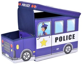 Taburetka v tvare policajného auta modrá