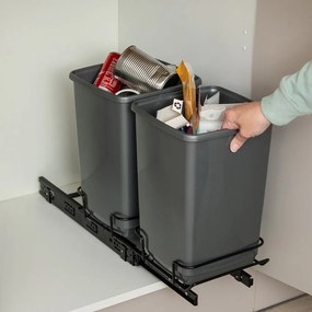Súprava 2 sivých odpadkových košov Addis In-Cupboard Bin, 10 l