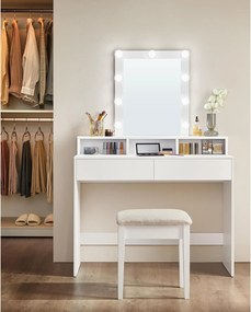 Toaletný stolík s LED osvetlením, nastaviteľným jasom, biely