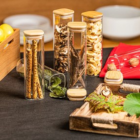 4Home Sklenená dóza na potraviny s viečkom Bamboo, 540 ml, 540 ml