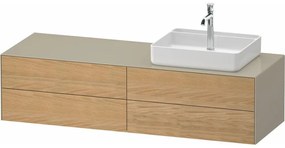 DURAVIT White Tulip závesná skrinka pod umývadlo na dosku (umývadlo vpravo), 4 zásuvky, 1600 x 550 x 408 mm, dub prírodný masív/taupe vysoký lesk, WT4867RH5H30000