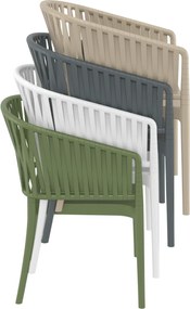 PORTOFINO záhradná stolička s podrúčkami white/taupe