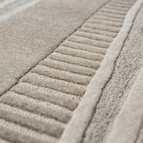 Sivobéžový ručne tkaný vlnený koberec 140x200 cm Lira – Flair Rugs