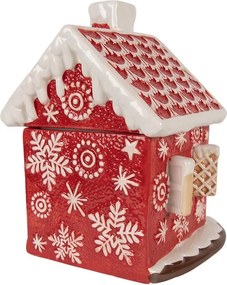 Červená keramická dóza perníková chalúpka - Ø 22*28 cm