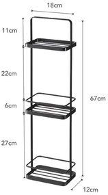 Čierny stojan do kúpeľne s 3 policami YAMAZAKI Takamtsu