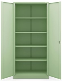 Dvojdverová kovová skriňa s policami JAN H, 900 x 1950 x 400 mm, Fresh Style: pastelovo zelená
