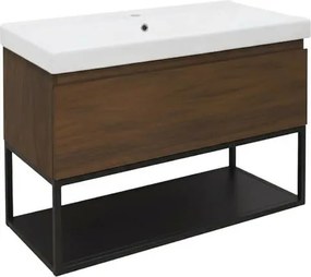 Kúpeľňová skrinka s umývadlom SAT B-Way 99x30x45 cm matný orech BWAY100NUTFU1