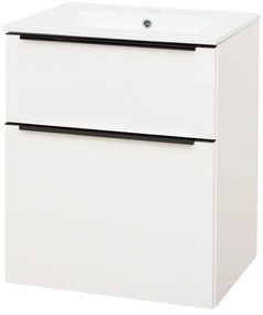 Mereo Mereo, Mailo, kúpeľňová skrinka s keramickým umývadlom 61 cm, čierne madlo, MER-CN510B