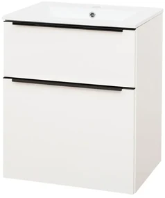 Mereo Mereo, Mailo, kúpeľňová skrinka s keramickým umývadlom 61 cm, čierne madlo, MER-CN510B