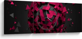Obraz 3D abstrakcie (s hodinami) (90x30 cm)
