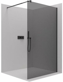 Cerano Onyx, sprchová zástena Walk-in 130x200 cm, 8mm šedé sklo, čierny profil, CER-CER-426418