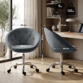 Pracovná stolička London zamat - tmavosivá