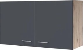 Horná kuchynská skrinka Tiago H100, dub san remo/šedá, šírka 100 cm%