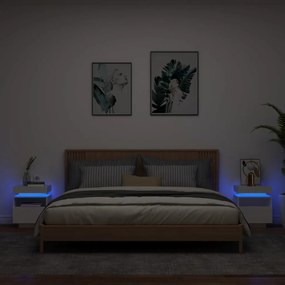 Nočné stolíky s LED svetlami 2 ks biele 40x39x48,5 cm 836785