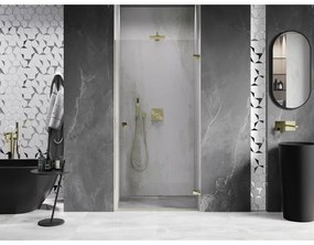 Mexen, Mexen Lunar-B výklopné pravé sprchové dvere 85 cm, transparentné, zlaté - 832-085-000-50-00-P